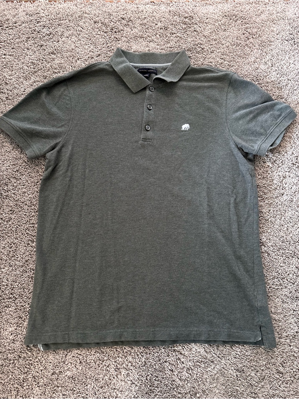 Banana Republic Preppy Casual Cotton Polo Olive/Gray Green Mens Size L